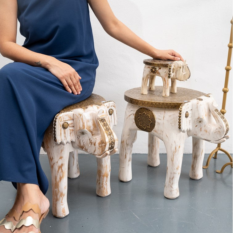 Neha Wooden Hand Carved Stool