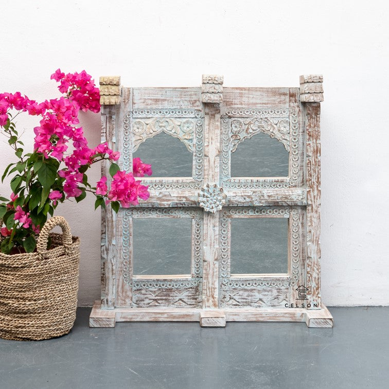 Amanda Hand Carved Wooden Mirror