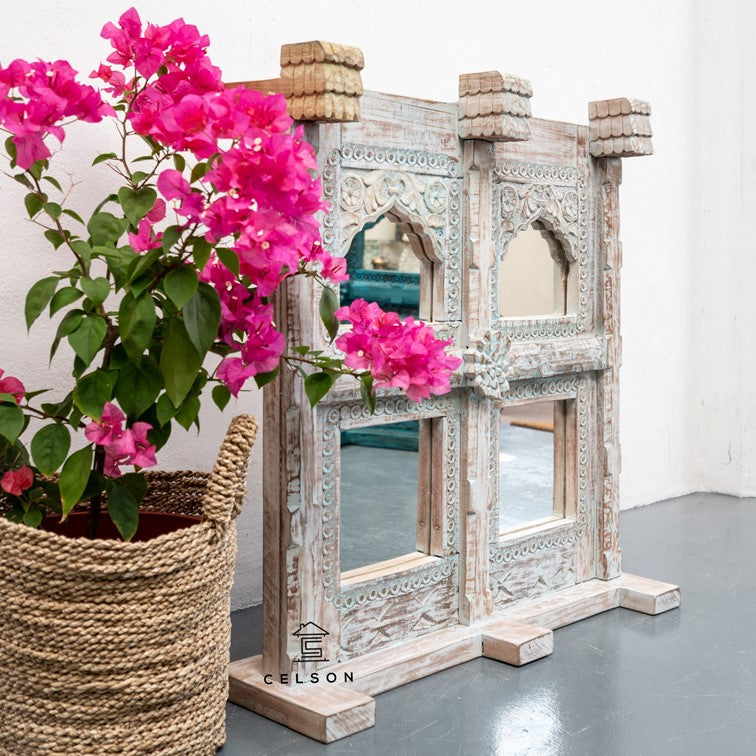 Amanda Hand Carved Wooden Mirror