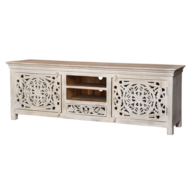 Megha Hand Carved Wooden TV Cabinet