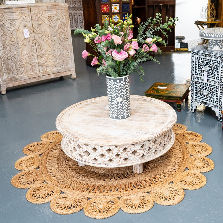Andrea Carved Wooden Coffee Table