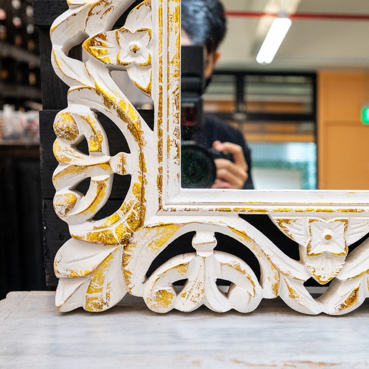 Blaire Hand Carved Wooden Mirror