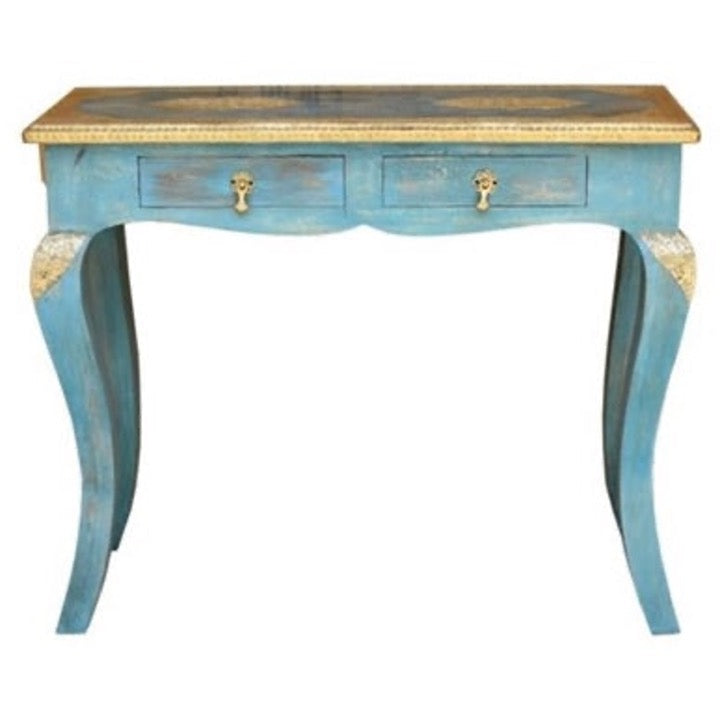 Cameron Wooden Brass Inlaid Console Table
