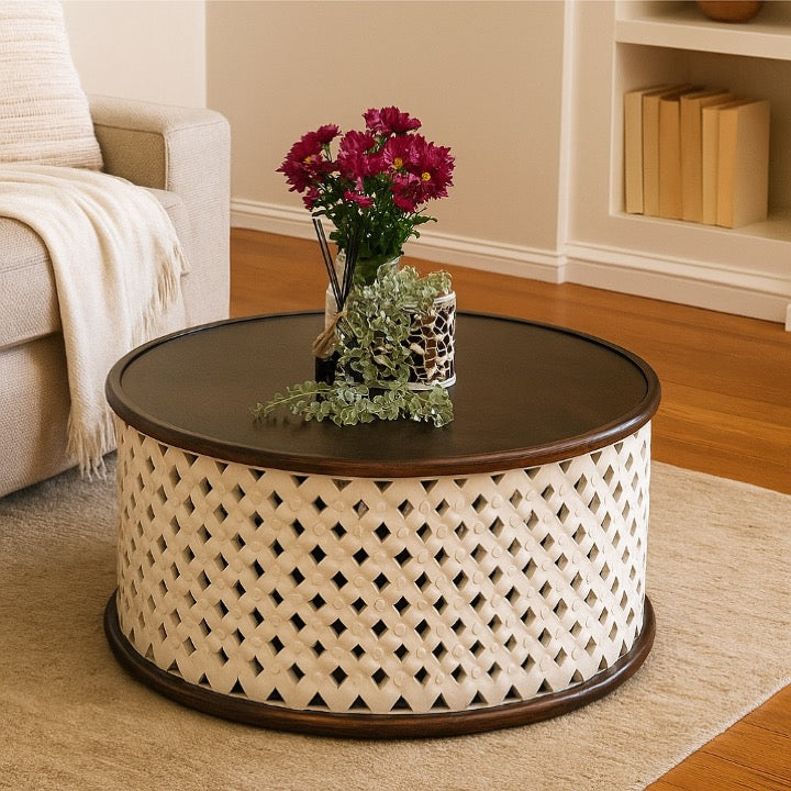 Paloma Carved Wooden Coffee Table