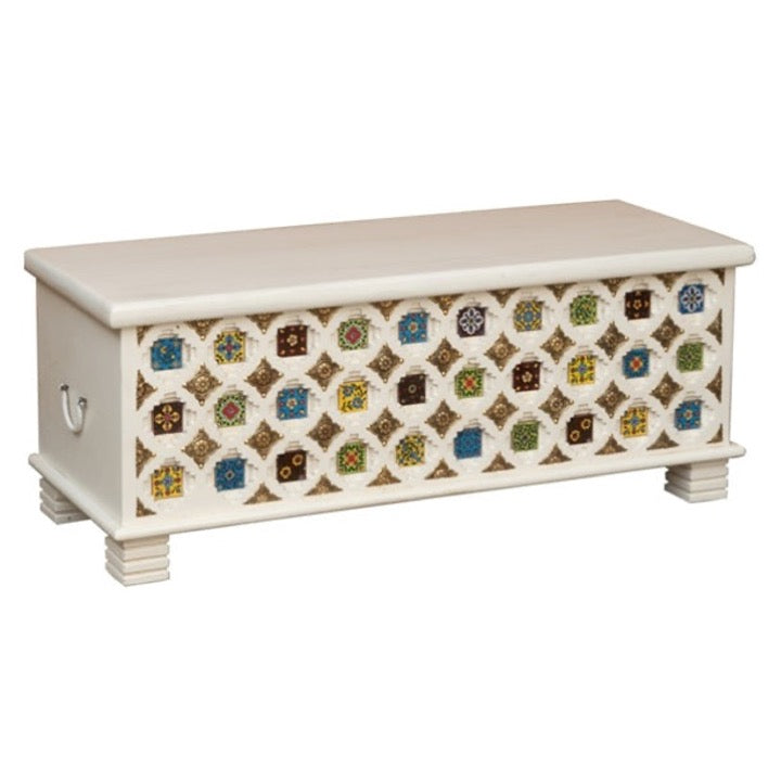 Willy Carved Tile Storage Trunk