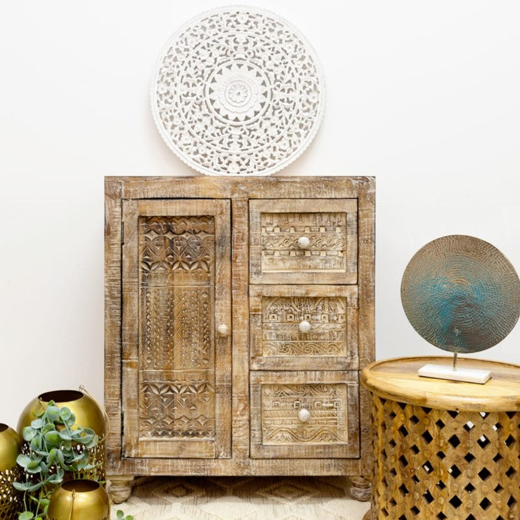 Patti Wooden Carved Chest