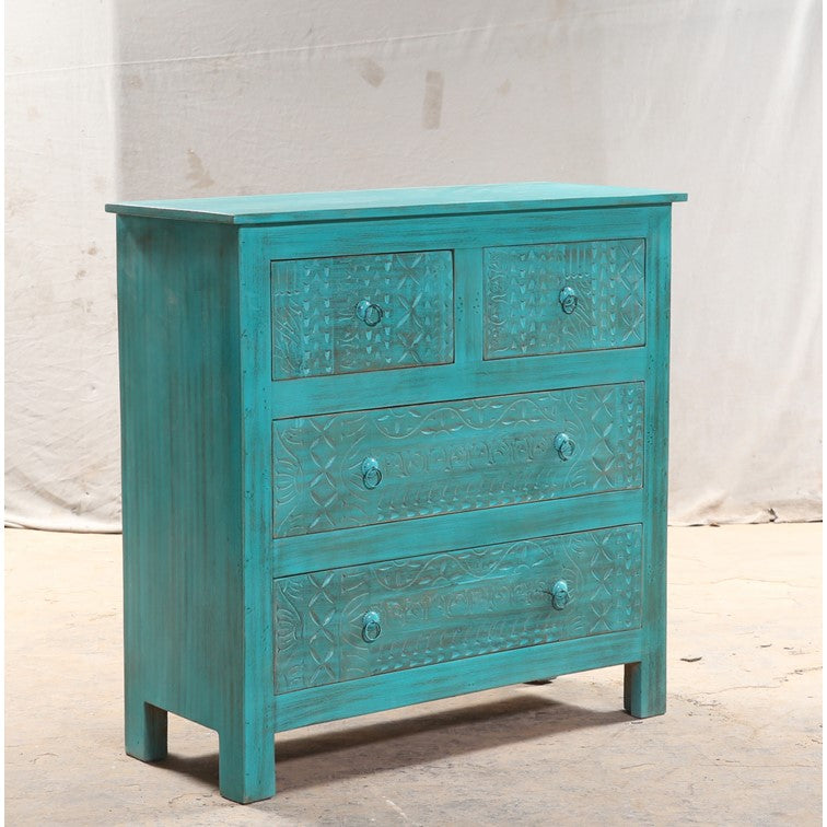 Liva Carved Wooden Chest of Drawer