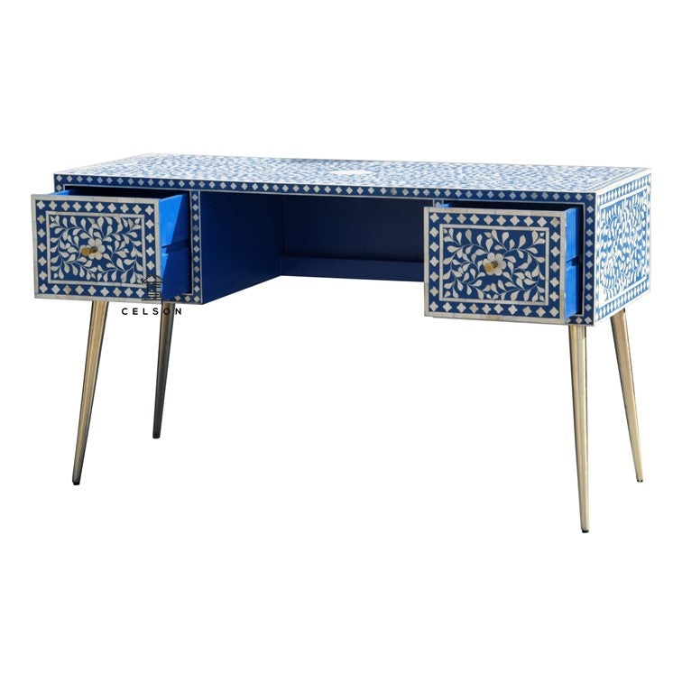 Carla Bone Inlay 2 Drawer Study Table