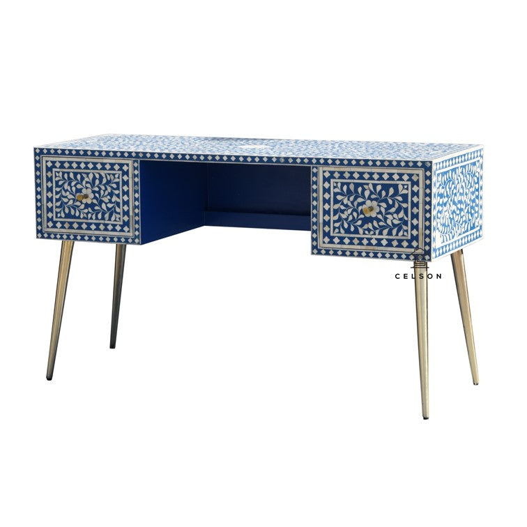 Carla Bone Inlay 2 Drawer Study Table