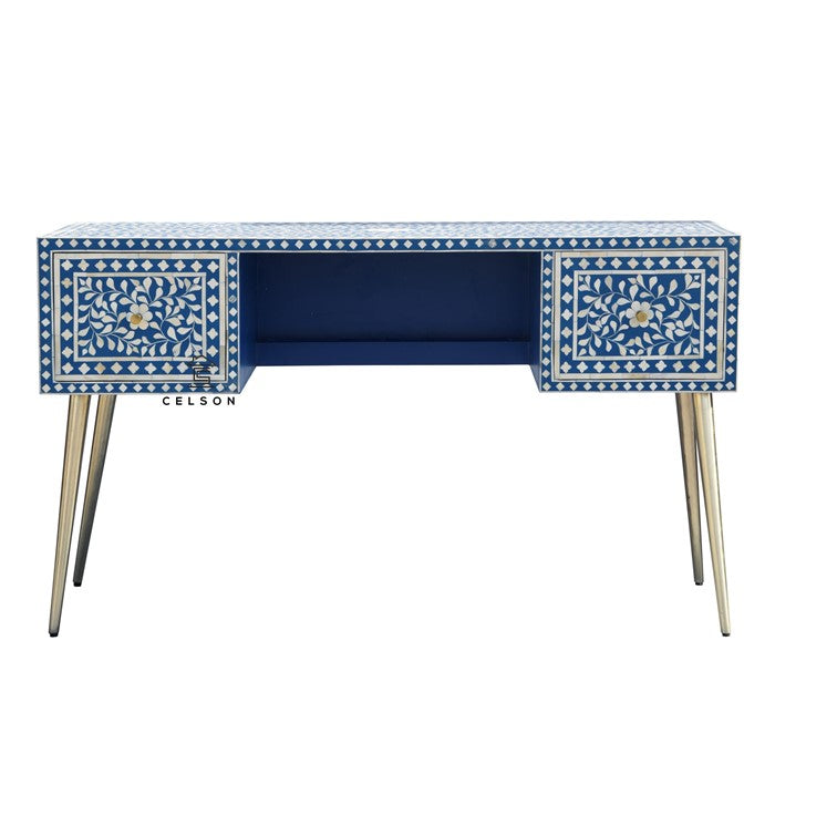 Carla Bone Inlay 2 Drawer Study Table