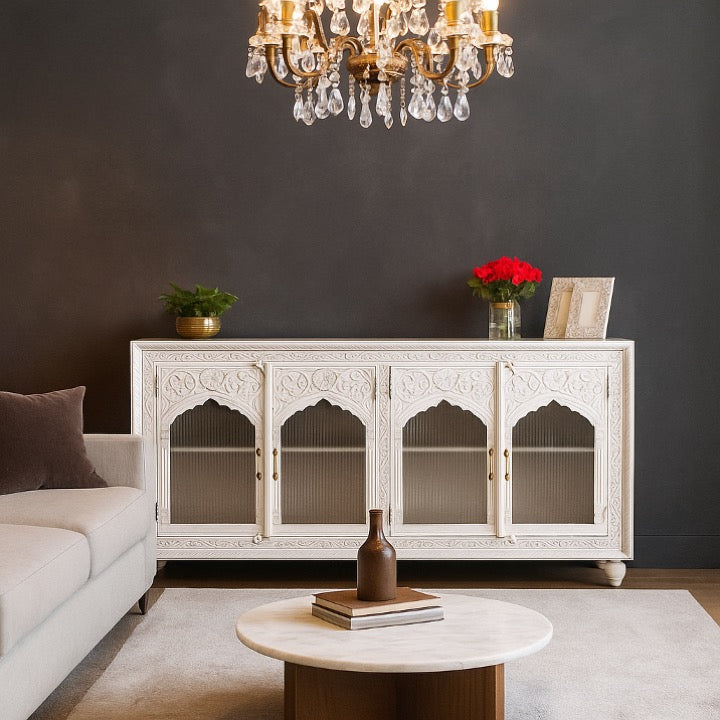 Travis Hand Carved Wooden Sideboard