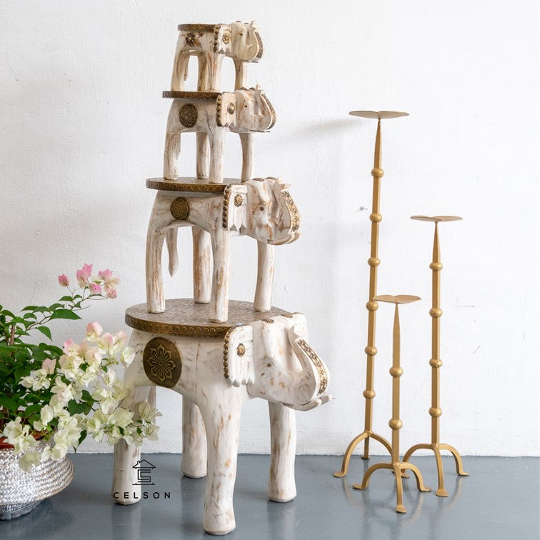 Neha Wooden Hand Carved Stool