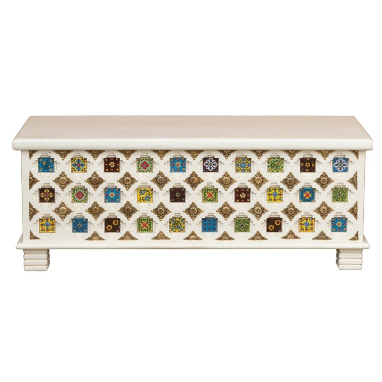 Willy Carved Tile Storage Trunk