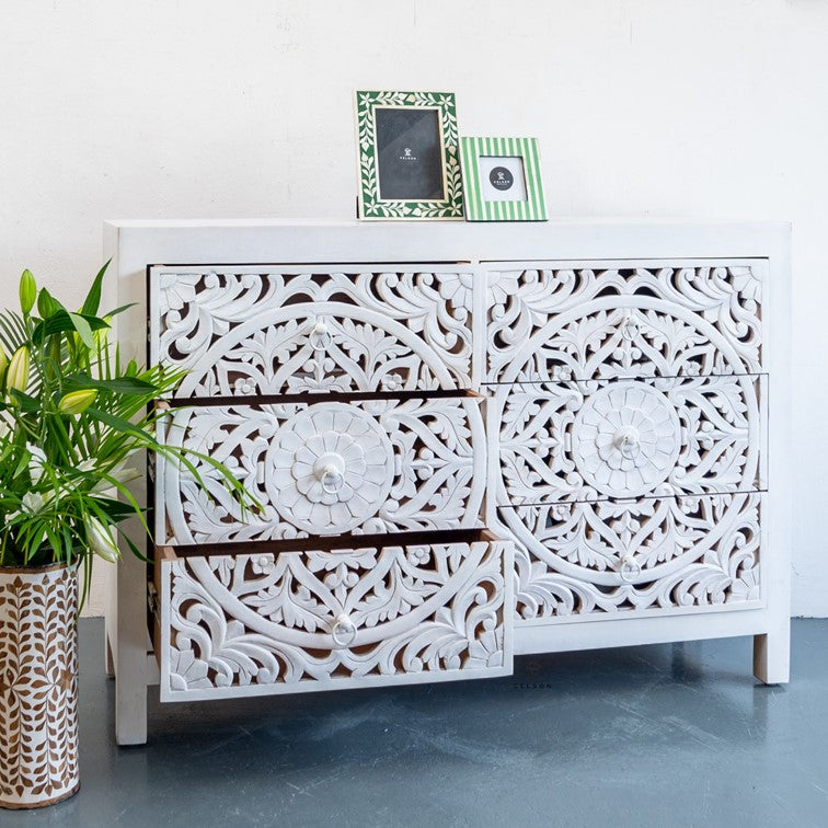 Elyana Carved Wooden Dresser