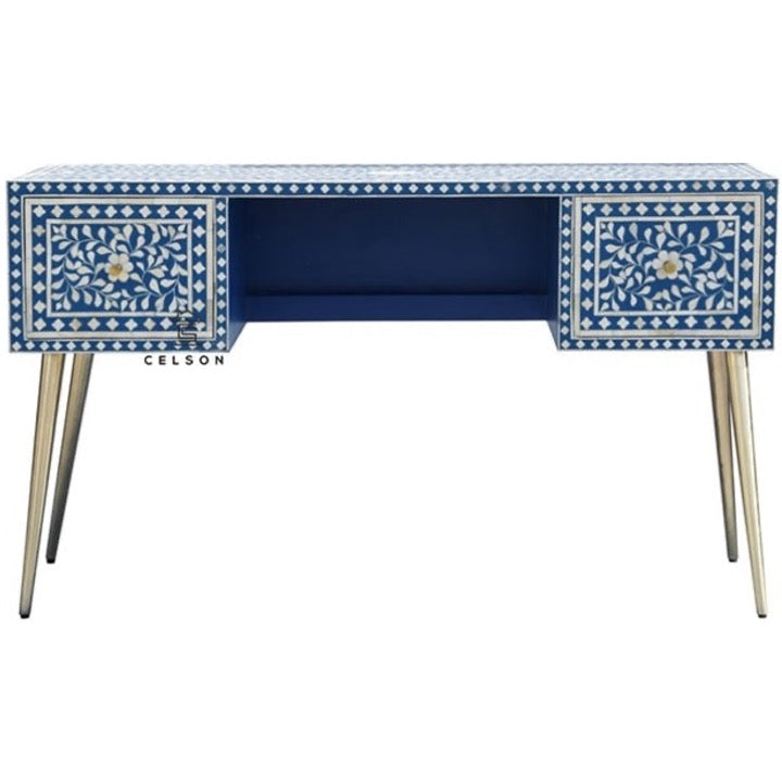 Carla Bone Inlay 2 Drawer Study Table