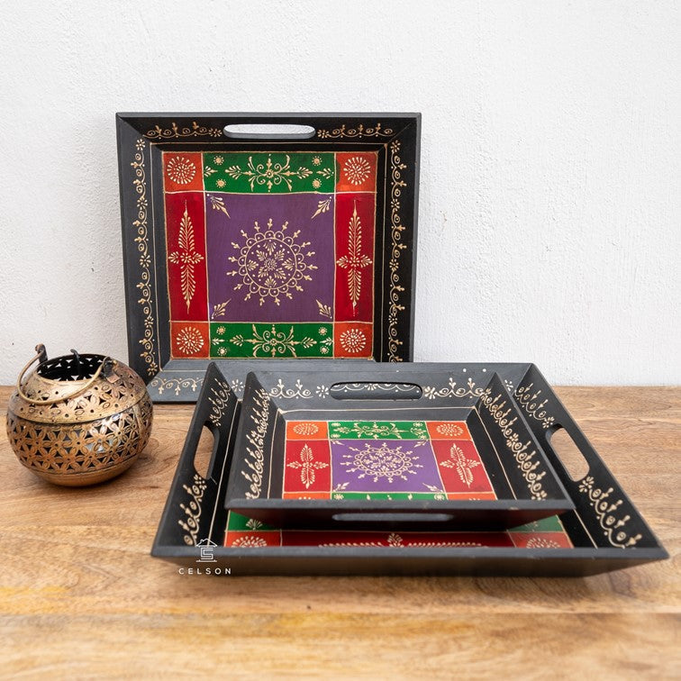 Nibha Hand Painted Wooden Tray