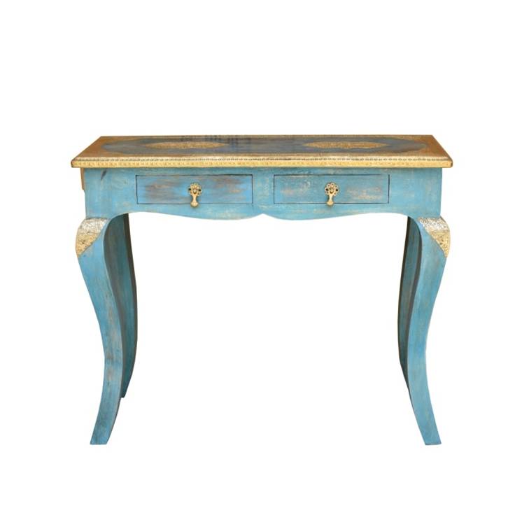 Cameron Wooden Brass Inlaid Console Table