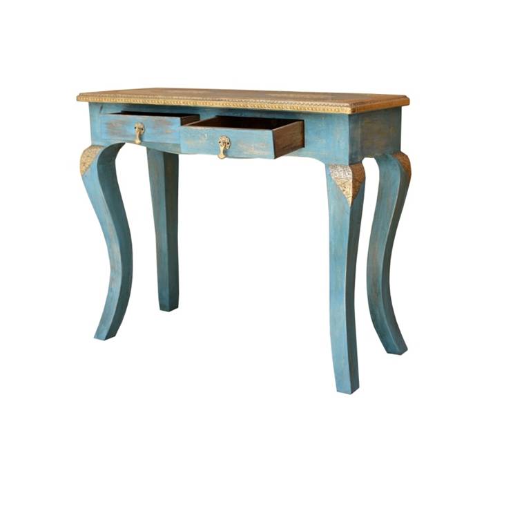 Cameron Wooden Brass Inlaid Console Table