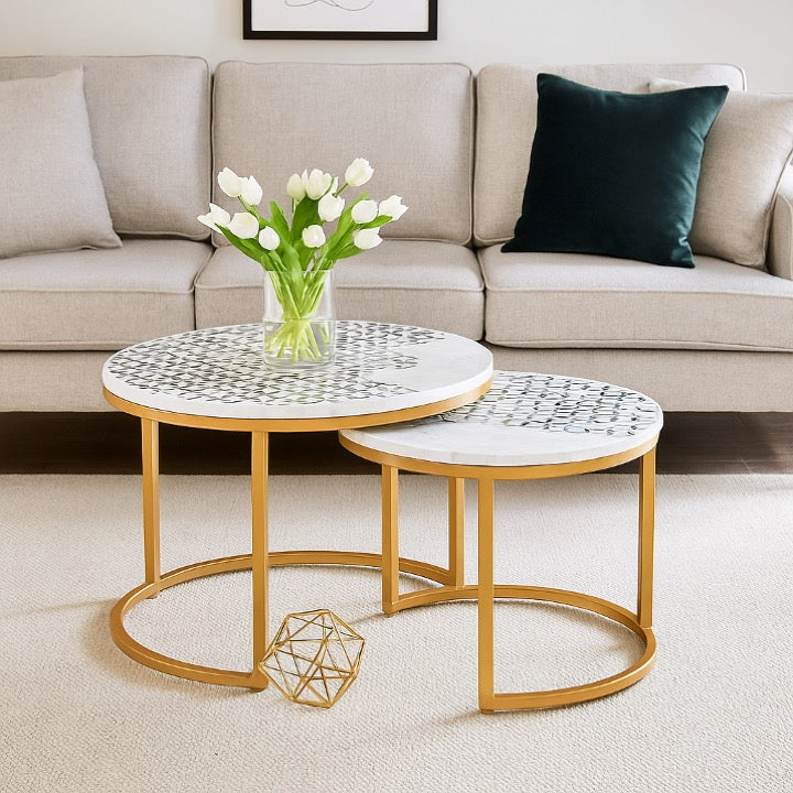 Mason Mother of Pearl Inlay Nesting Coffee Table