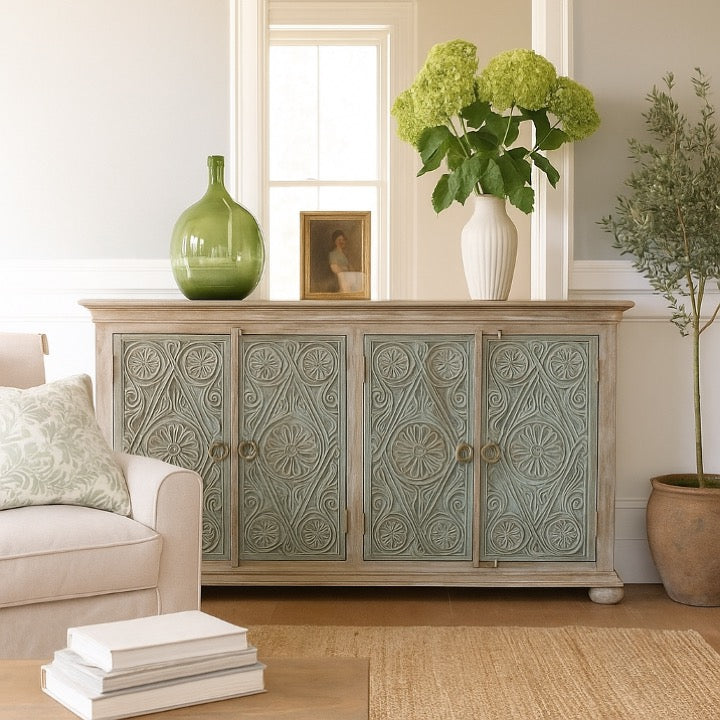 Lim Hand Carved Wooden Side Board