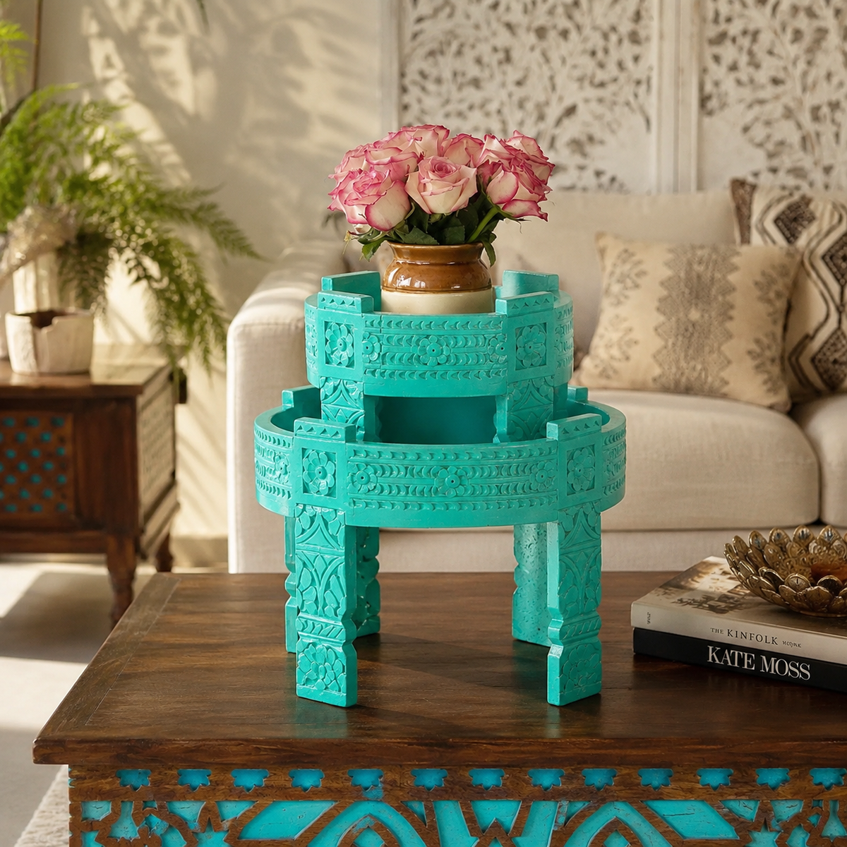 Veyan Carved Chakki Table