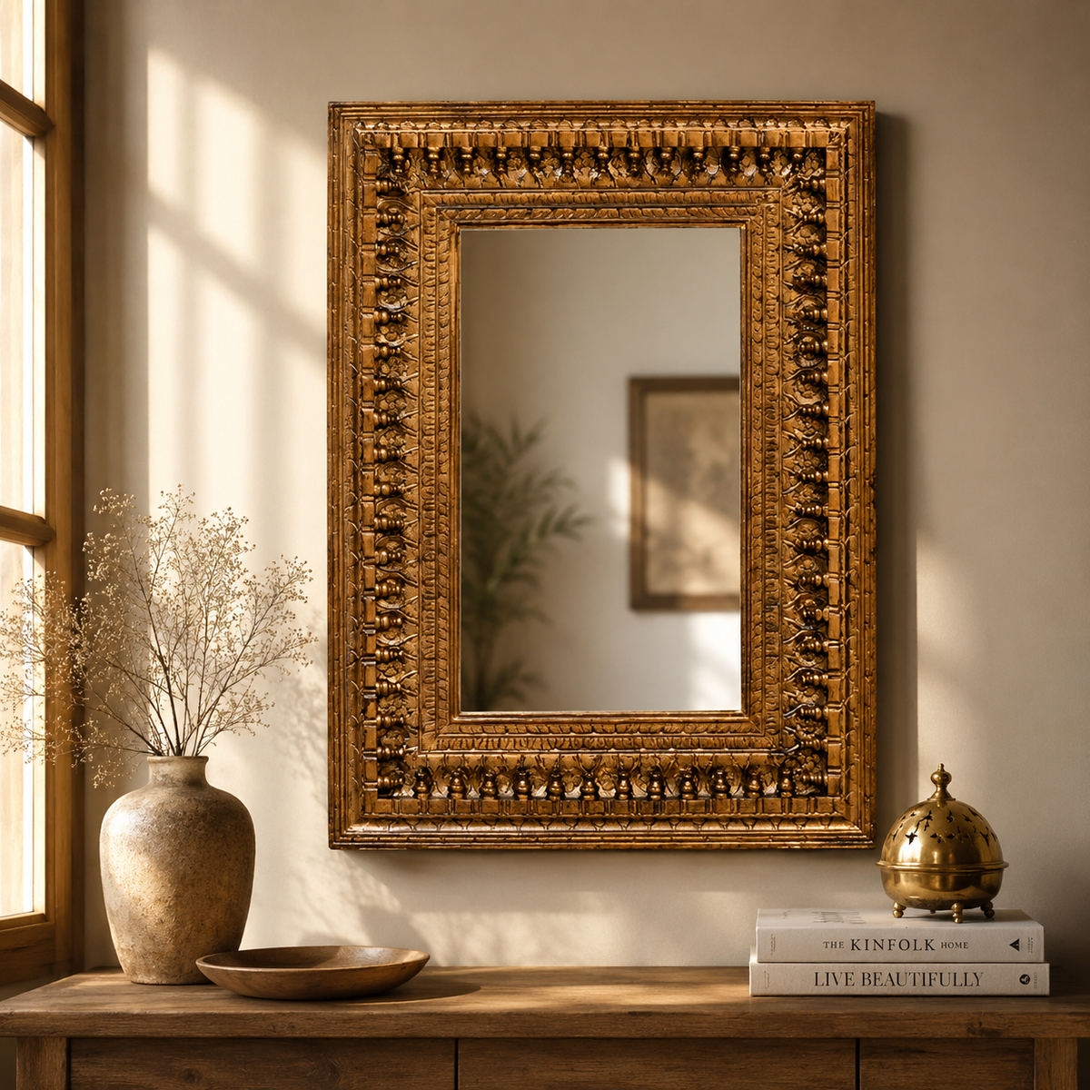 Solbur Hand Carved Wooden Mirror