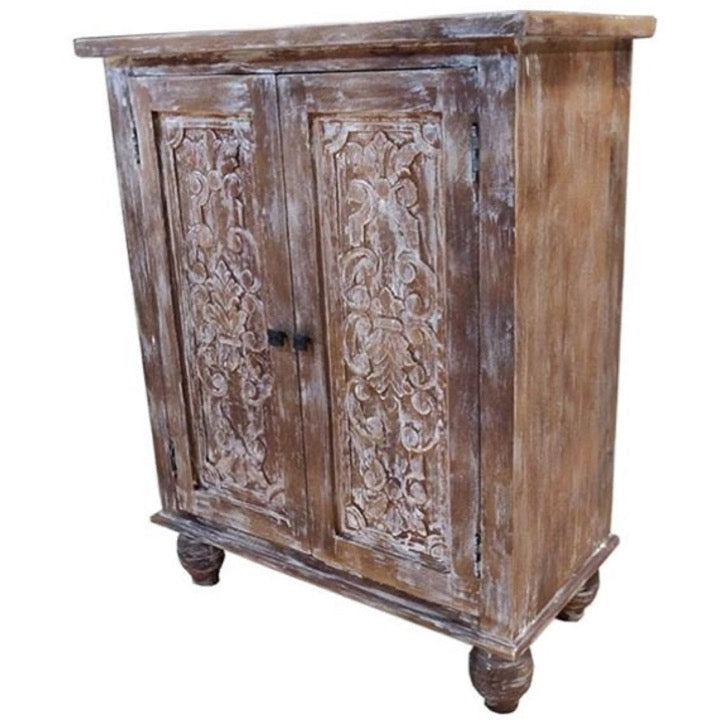 Kristen Hand Carved Wooden Shoe Cabinet