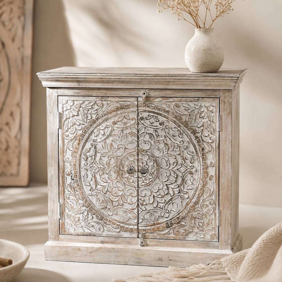 Rowan Wooden Carved Chest