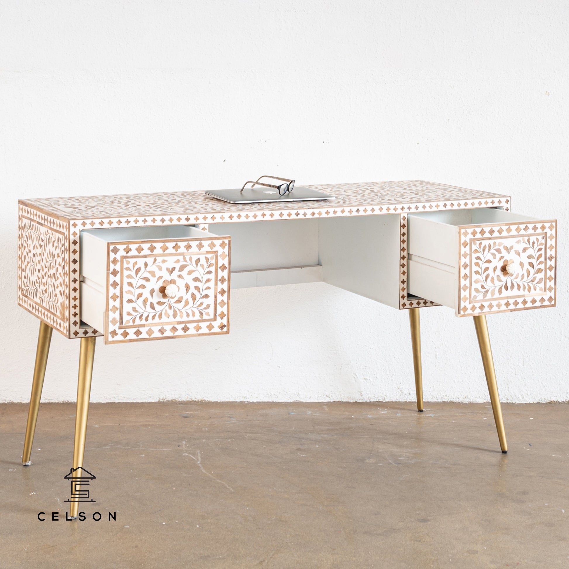 Avroah Hand Carved Wooden Study Table