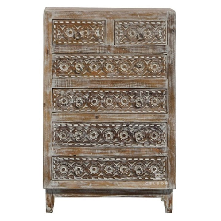 Noreen Carved Wooden Chest of Drawer