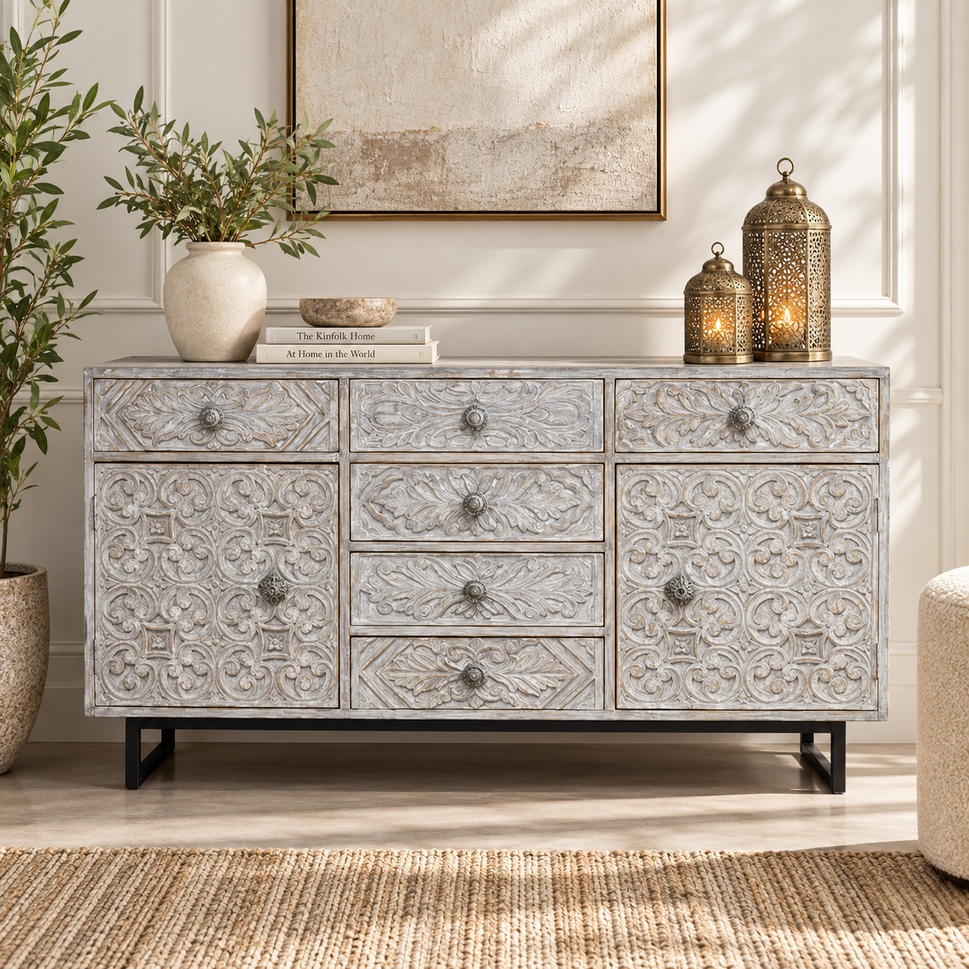 Janet Hand Carved Side Board