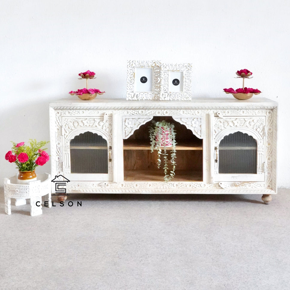 Eddie Carved Wooden TV Cabinet