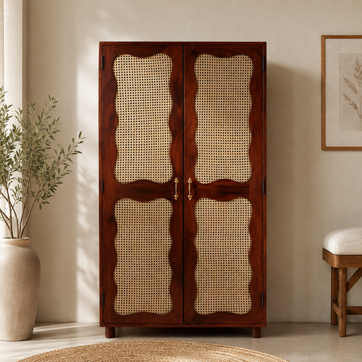 Ava Hand Carved Wooden Almirah