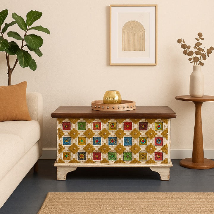 Mira Wooden Tile Storage Trunk