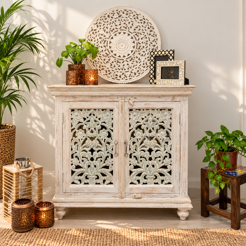 Logan Carved Wooden Cabinet