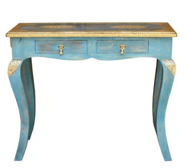 Cameron Wooden Brass Inlaid Console Table