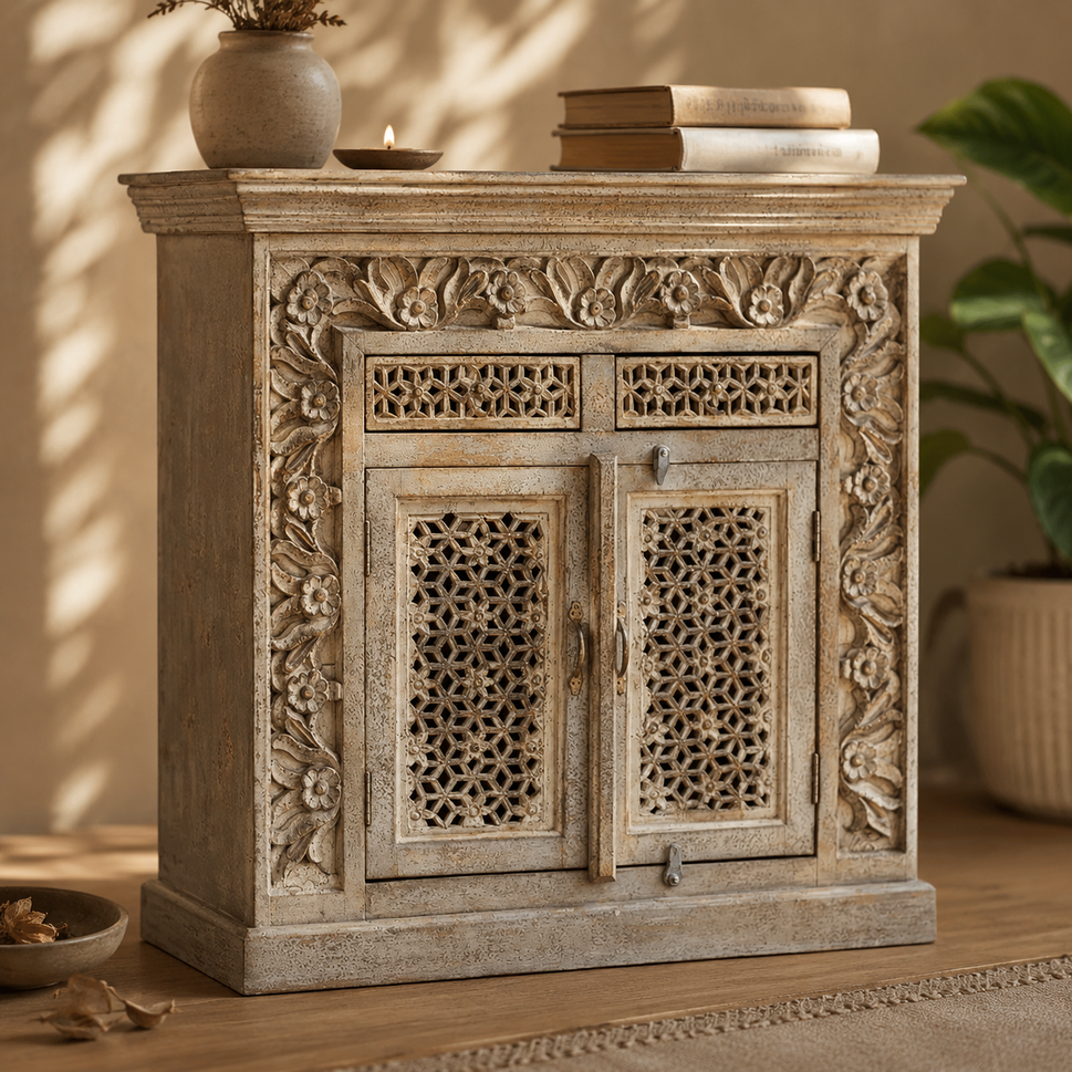 Dorries Carved Wooden Cabinet