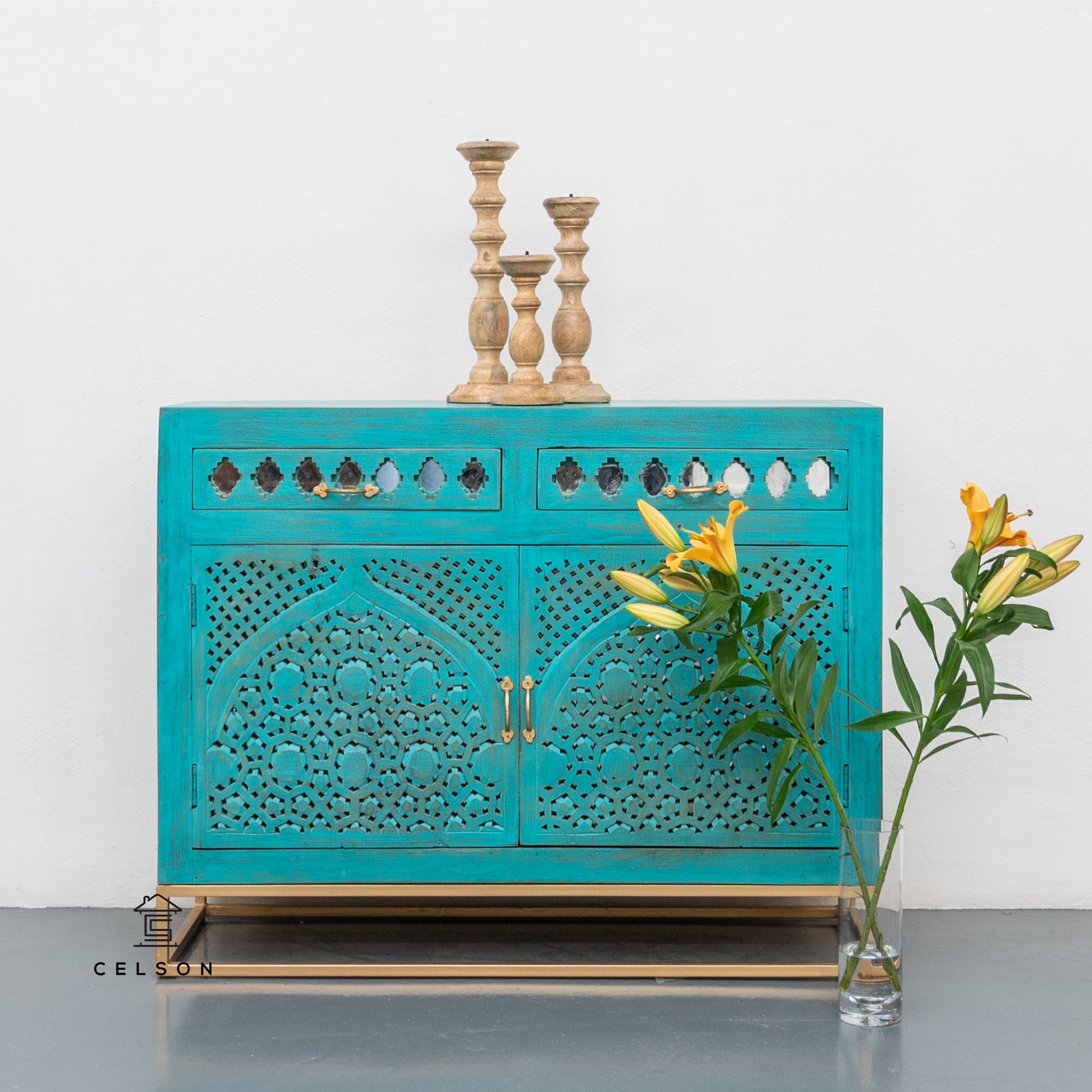 Jade Carved Wooden Cabinet