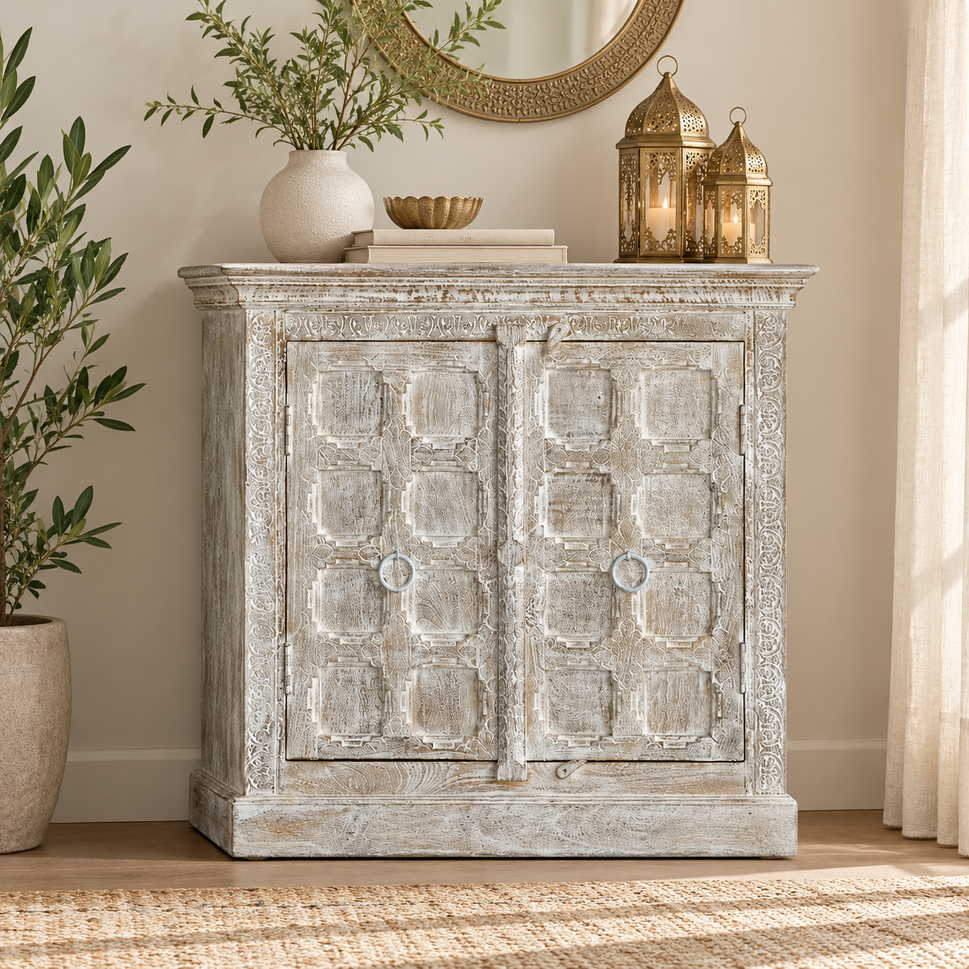 Bloom Carved Wooden Cabinet
