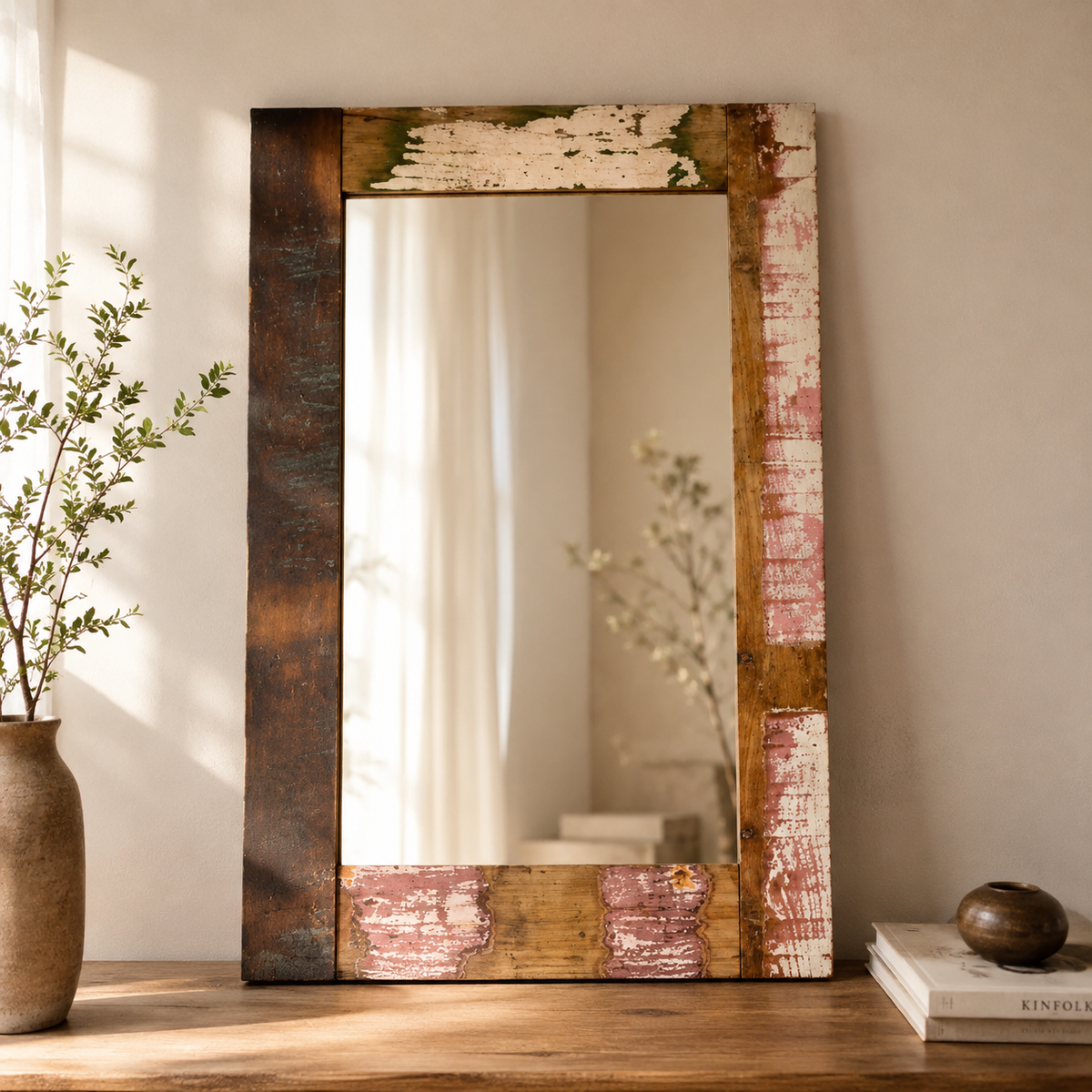 Tudum Hand Carved Wooden Mirror