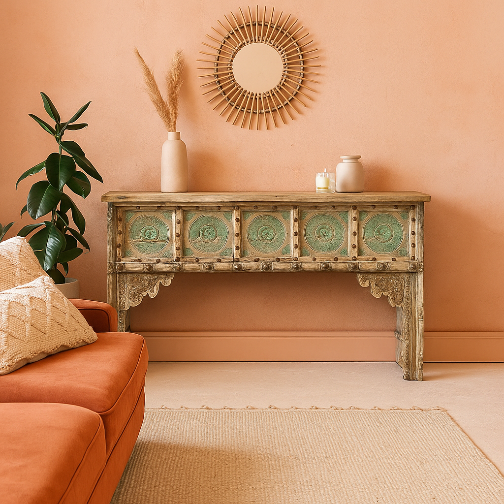 Radha Hand Carved Wooden Console Table