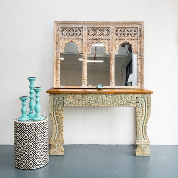 Mitto Hand Carved Wooden Console Table