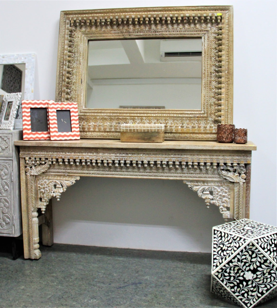 Lars Hand Carved Wooden Mirror