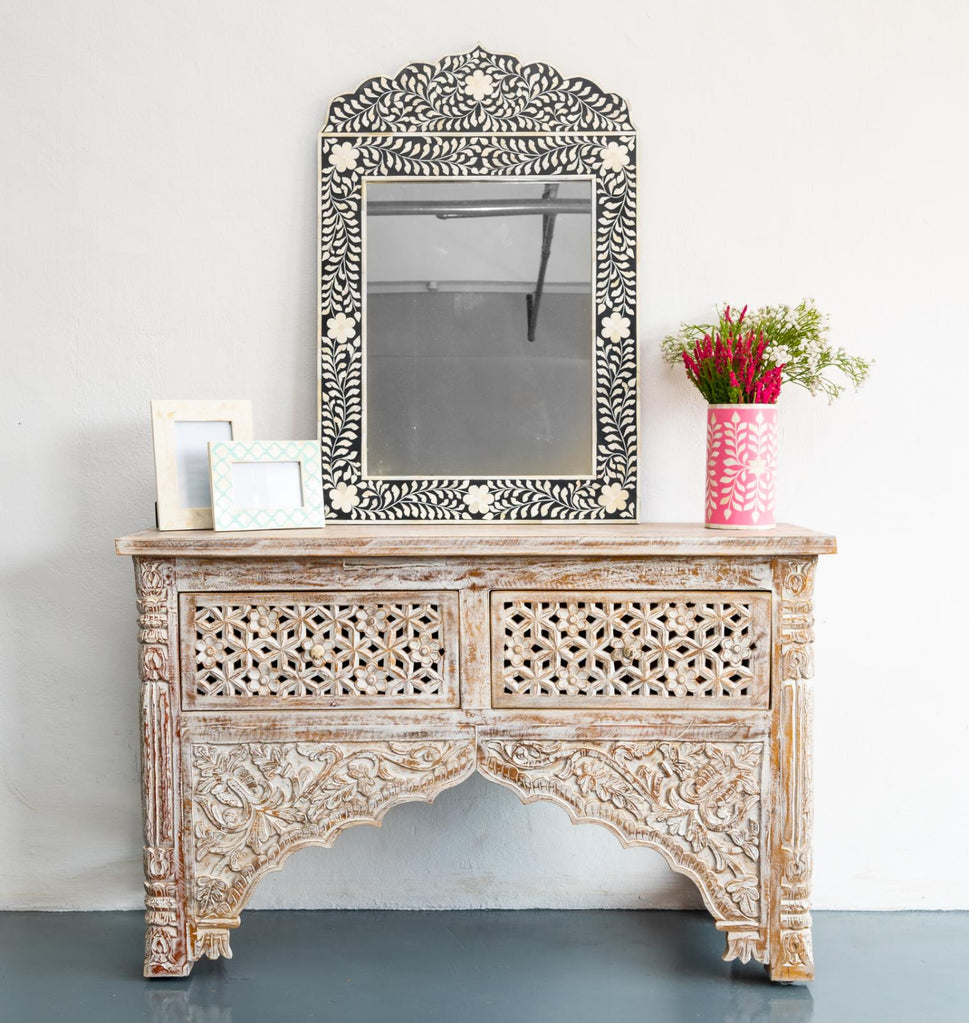 Jeter Hand Carved Wooden Console Table
