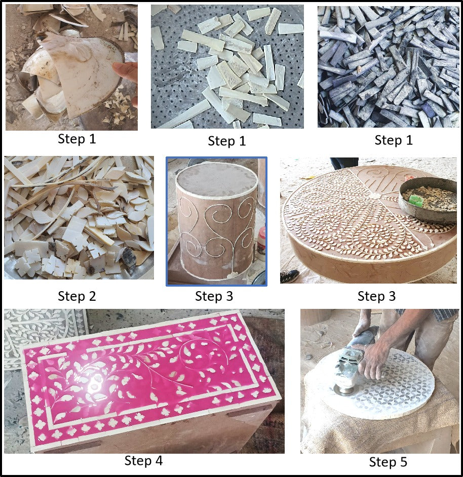 Cibu Bone Inlay Stool