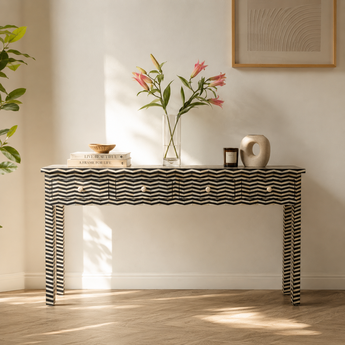 Simmy Bone Inlay Console Table