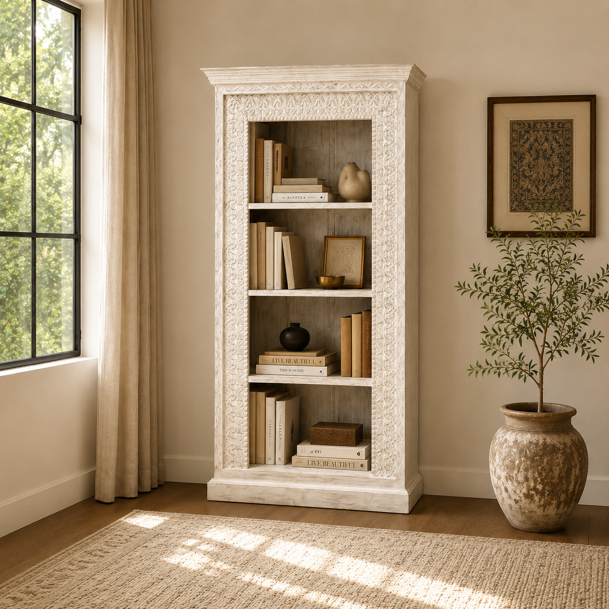 Riley Carved Bookshelf
