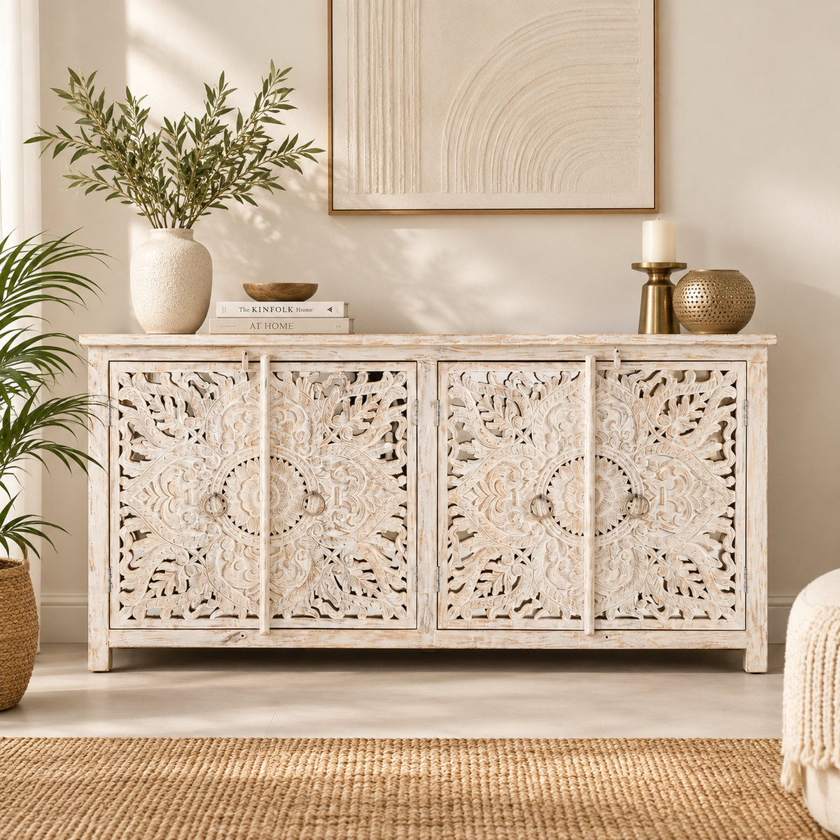 Alia Hand Carved Wooden Sideboard