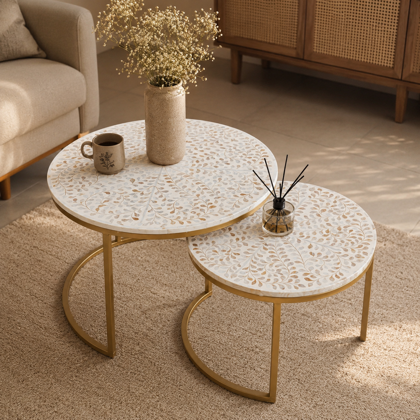 Celvie Mother of Pearl Inlay Coffee Table