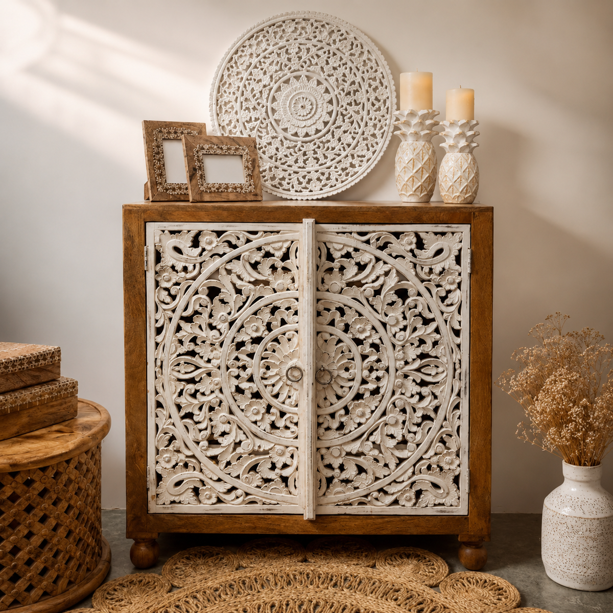Rorry Carved Wooden Chest